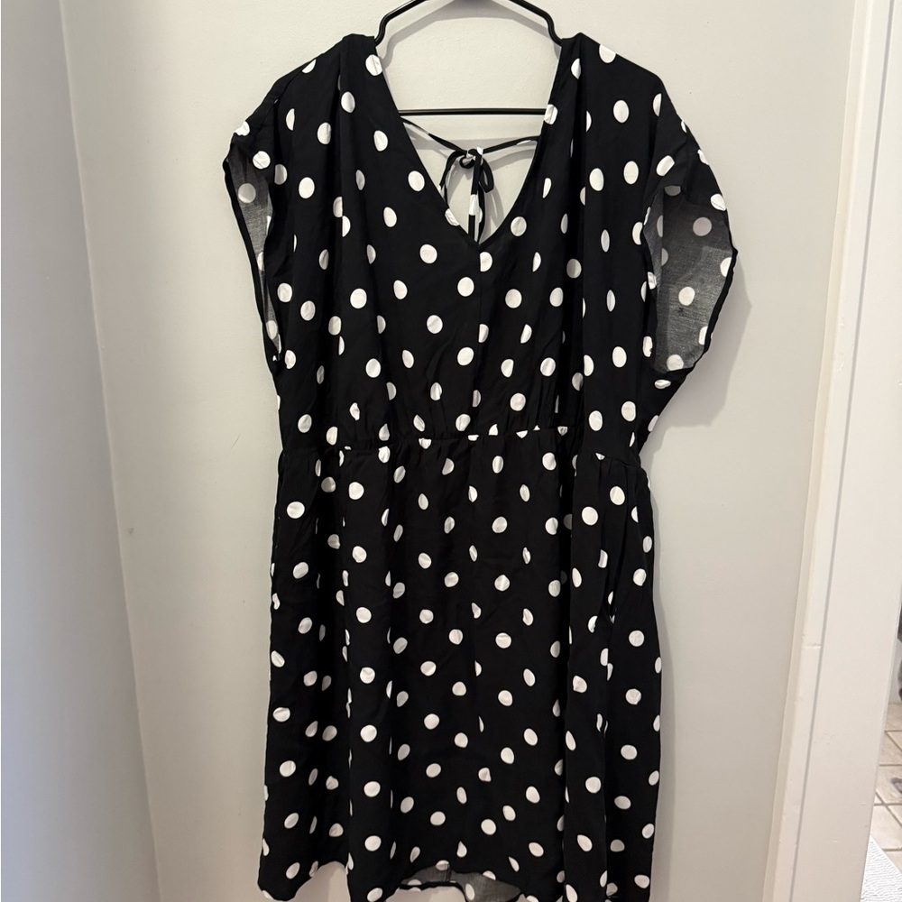 Ava & Viv Black and White Polka Dot Midi Dress
